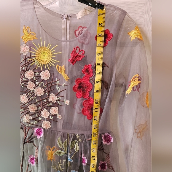 Floral Embroidered Sheer Dress - Picture 7 of 16